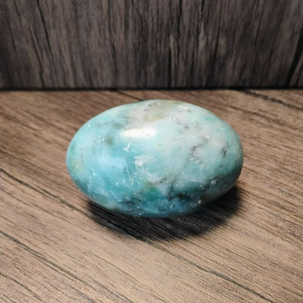 Polished Blue Marble Alabaster Egg Signed Italy, 3" Vintage Stone Paperweight - Picture 6 of 7